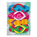 Stacked Flip Flop Burlap Garden Flag