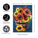 Barrel Of Blooms & Pumpkins Burlap Garden Flag_x000D_