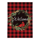 Welcoming Cardinal Wreath Burlap Flag_x000D_