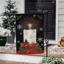 Merry Christmas Candle Burlap Garden Flag