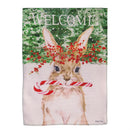 Candy Cane Rabbit Burlap Garden Flag_x000D_