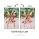 Candy Cane Rabbit Burlap Garden Flag_x000D_