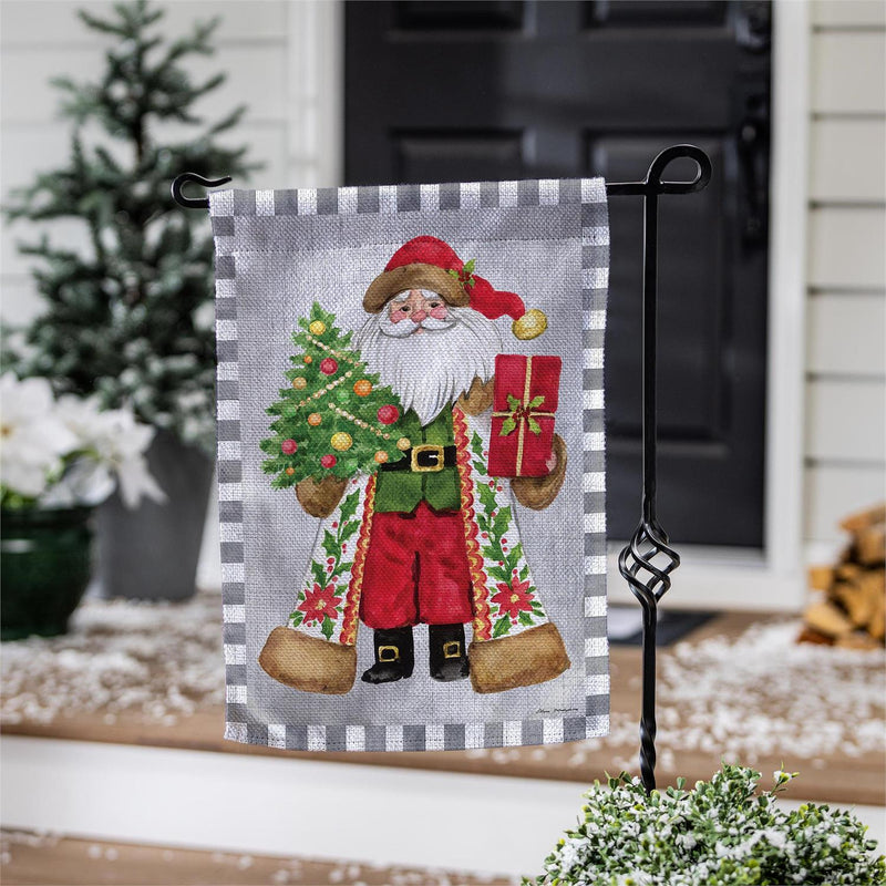 Festive Santa Burlap Garden Flag