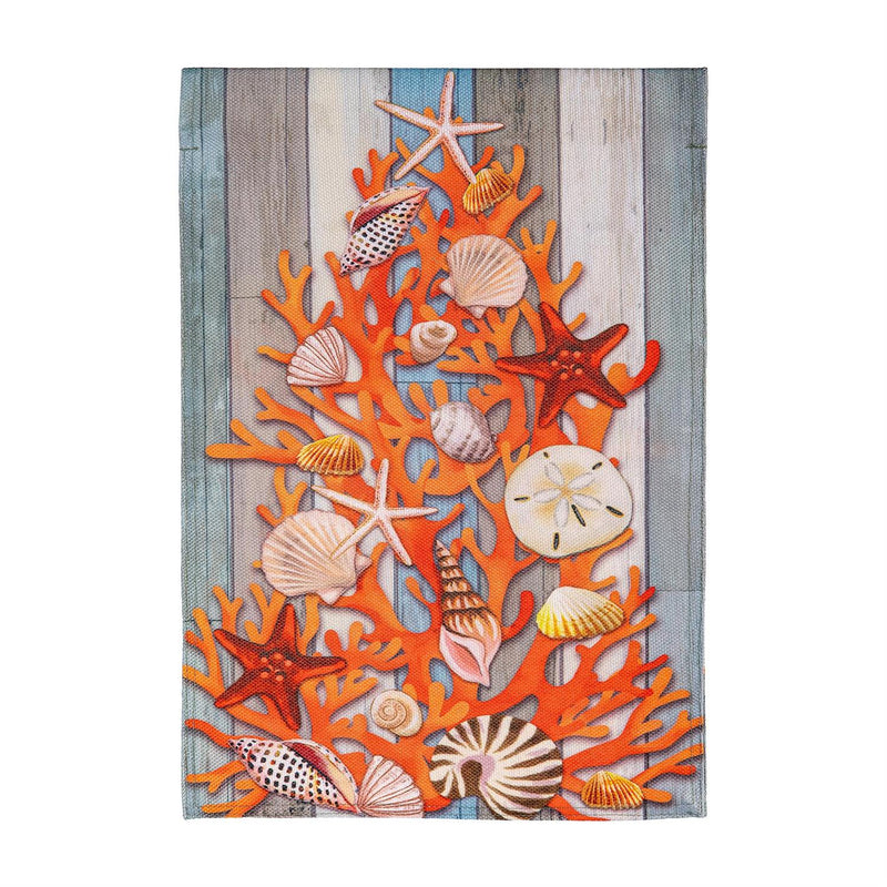 Shell Christmas Tree Burlap Flag