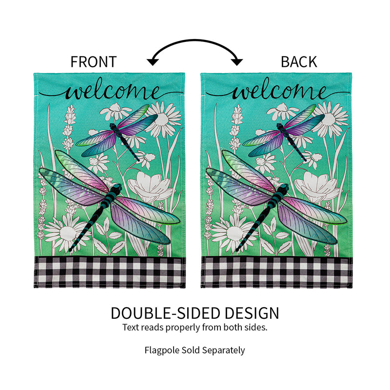 Dragonflies and Wildflowers Garden Linen Flag