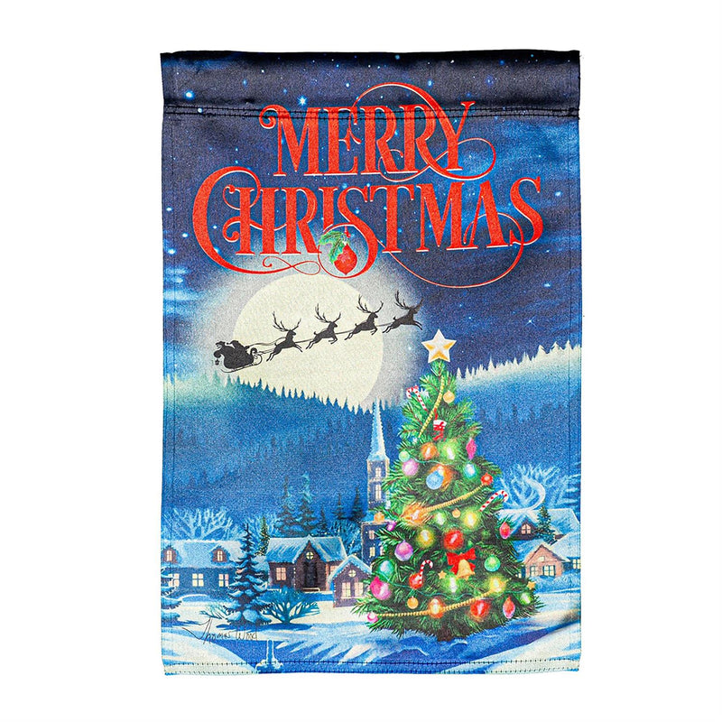 Santa's Sleigh on Christmas Garden Lustre Flag