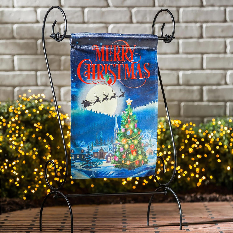 Santa's Sleigh on Christmas Garden Lustre Flag