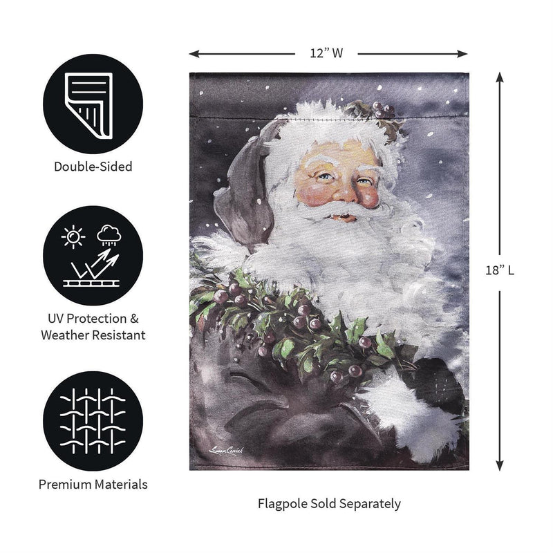 Santa in the Winter Lustre Garden Flag