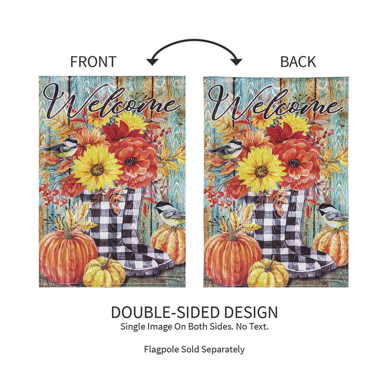 Fall Welcome Boots Moire Garden Flag