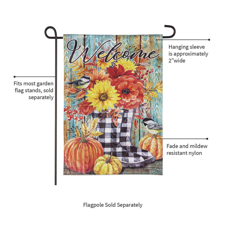 Fall Welcome Boots Moire Garden Flag