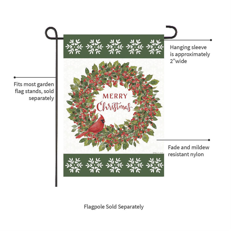 Christmas Cardinal Moire Garden Flag