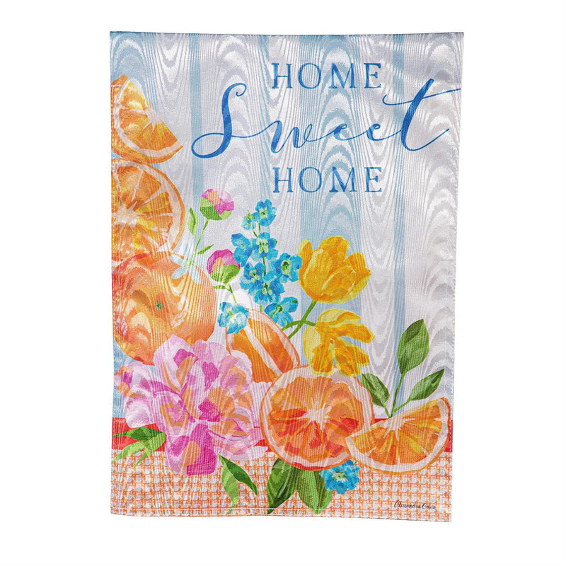 Home Sweet Home Citrus Moire Garden Flag