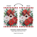 Poinsettia Birdhouse Moire Garden Flag