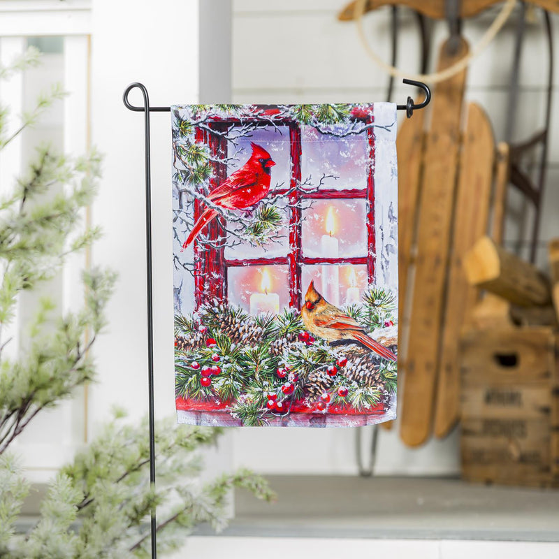 Cardinals in the Window Garden Suede Flag