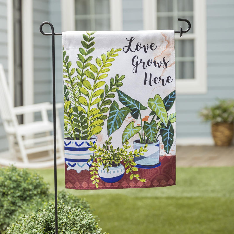 Love Grows Here Houseplants Garden Suede Flag