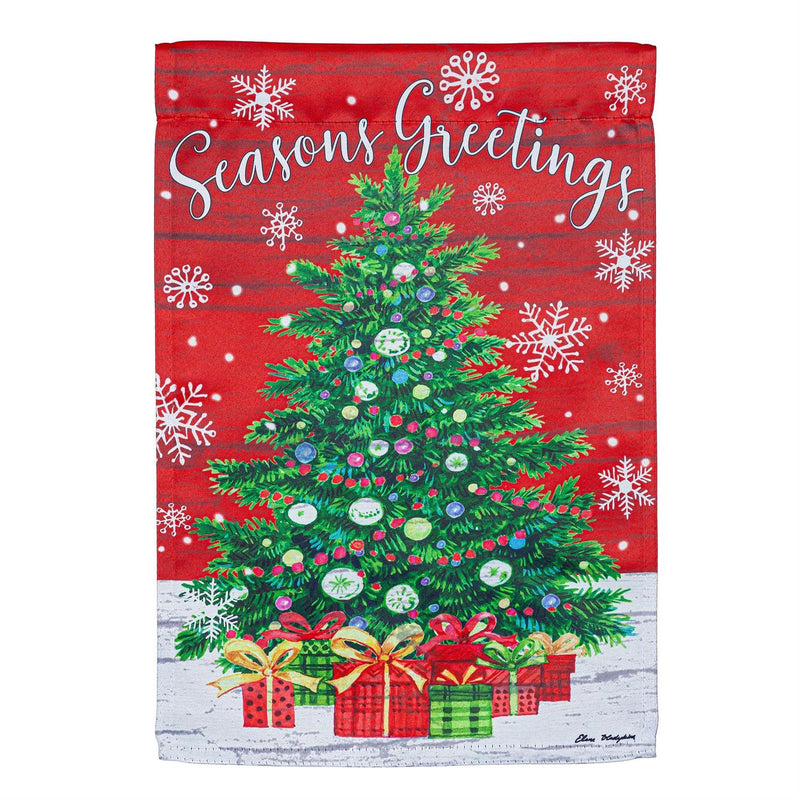 Seasons Greeting Trees Suede Garden Flag