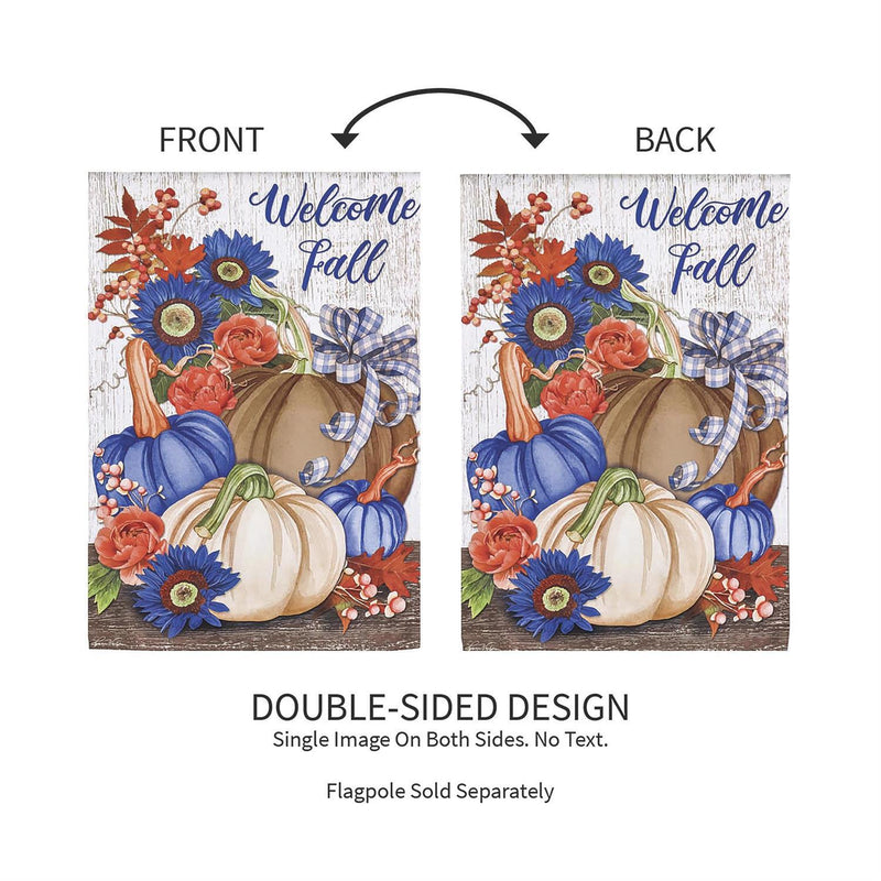 Welcome Fall Neutral Garden Suede Flag