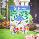 Birds and Birdhouse Suede Garden Flag