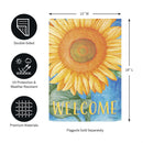 Welcome Sunflower Suede Garden Flag