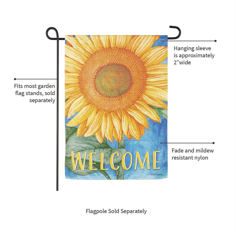 Welcome Sunflower Suede Garden Flag