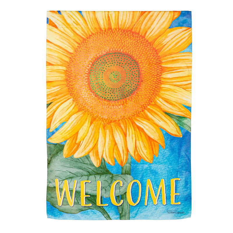 Welcome Sunflower Suede Garden Flag