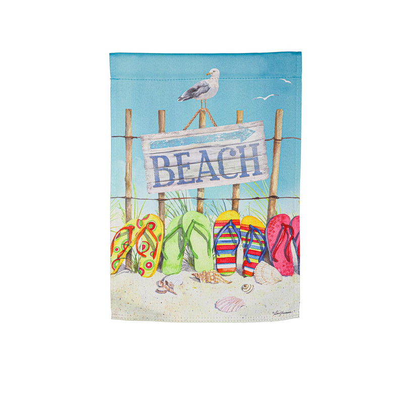 Flip Flops on the Beach Suede Garden Flag