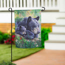 Mom and Baby Bear in the Meadow Suede Garden Flag