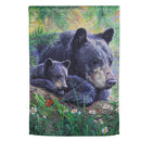 Mom and Baby Bear in the Meadow Suede Garden Flag