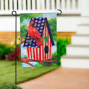 Patriotic Cardinal Birdhouse Suede Garden Flag
