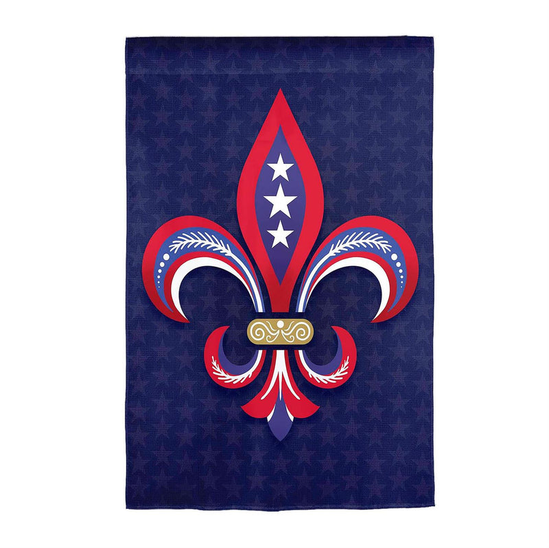 RWB Fleur De Lis Suede Garden Flag