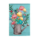 Summer Floral Watering Can Suede Garden Flag