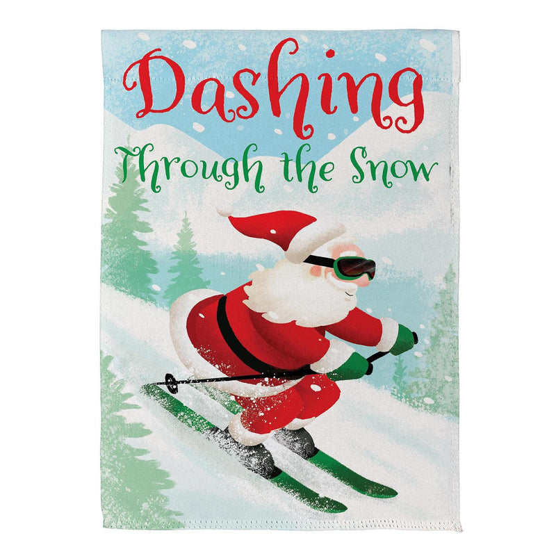 Christmas Skiing Suede Garden Flag Double Sided
