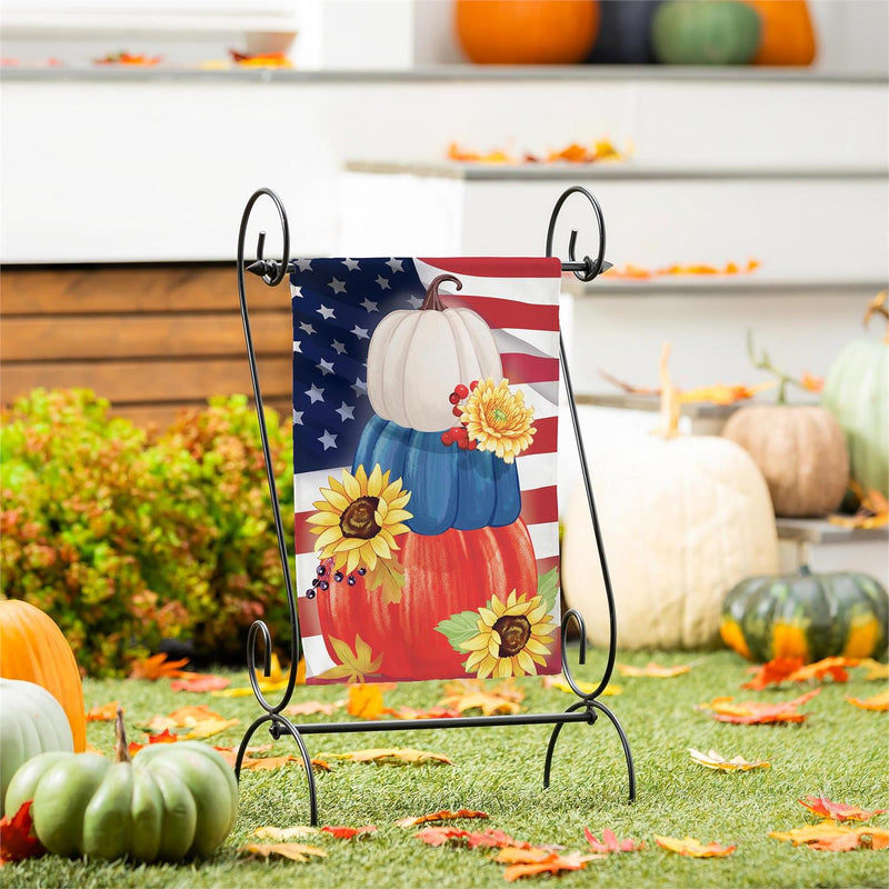 American Pumpkin Stack Suede Garden Flag