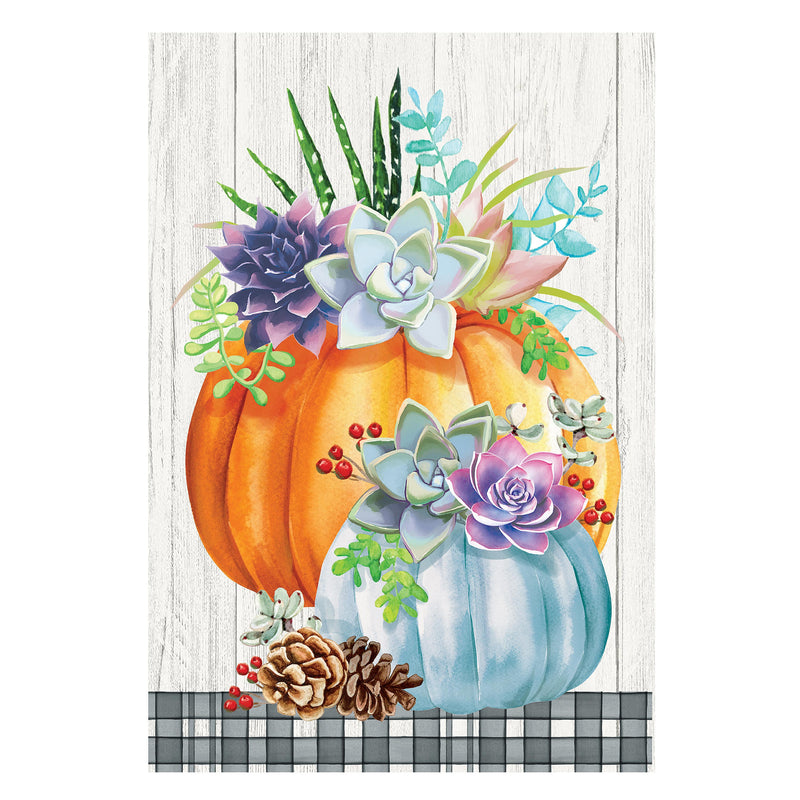 Pumpkin Succulents Suede Garden Flag