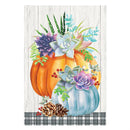 Pumpkin Succulents Suede Garden Flag
