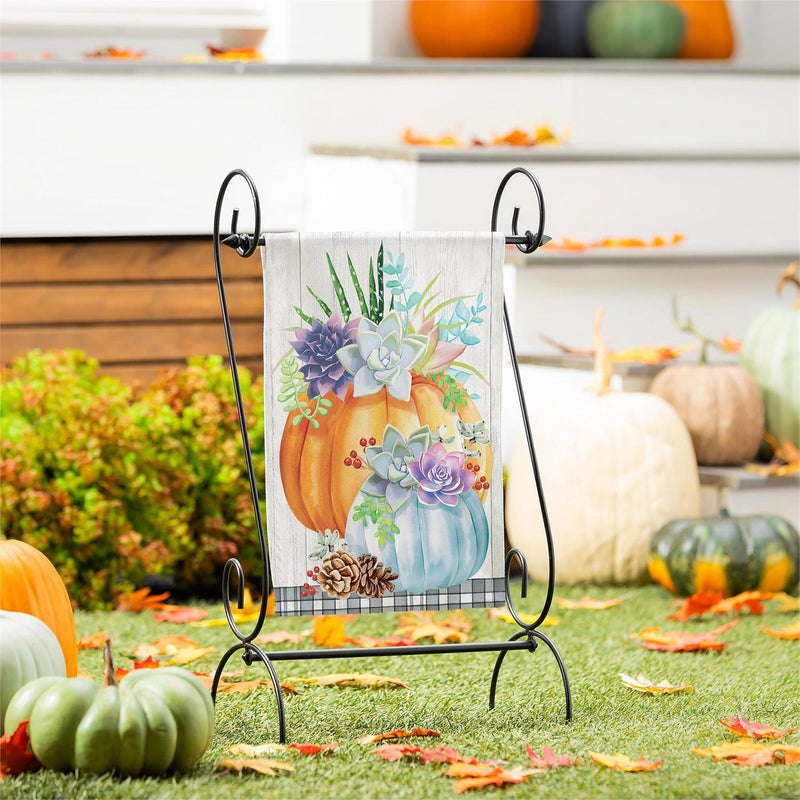Pumpkin Succulents Suede Garden Flag
