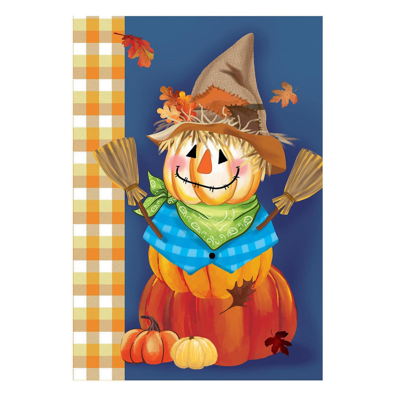 Scarecrow Pumpkin Stack Suede Garden Flag
