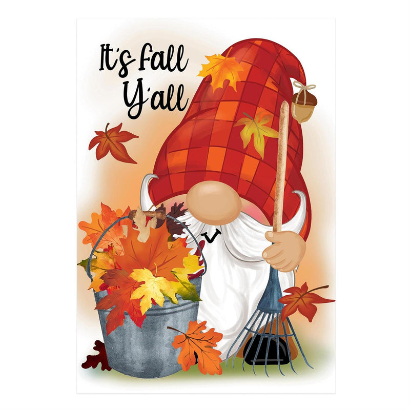 Raking Gnome Suede Garden Flag