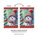 Snowman With Cardinal Friend Suede Garden Flag