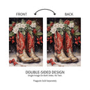 Red Christmas Cowboy Boots Suede Garden Flag_x000D_