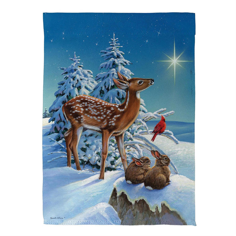 Starry-Eyed Woodland Friends Suede Garden Flag