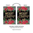 Floral Checkered Merry Christmas Suede Garden Flag_x000D_