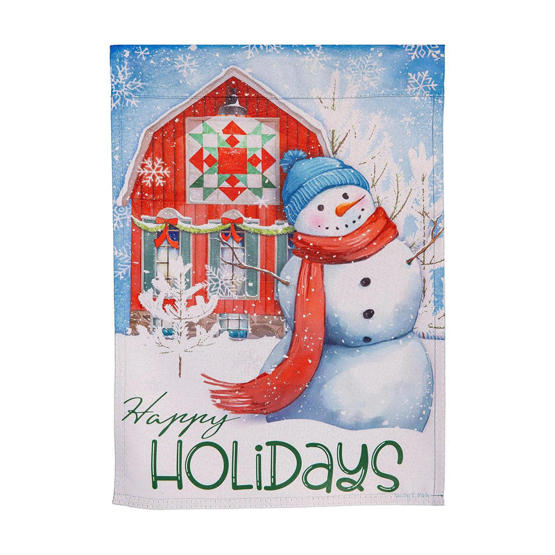 Festive Farm Snowman Suede Garden Flag