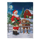 Santa & Highland Cow Suede Garden Flag