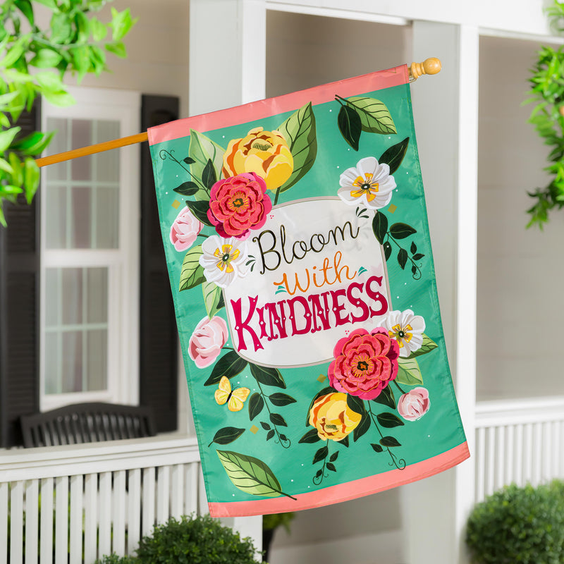 Bloom with Kindness Applique House Flag