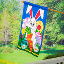 Happy Easter Bunny and Carrot Applique House Flag