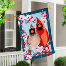 Cardinal Couple Applique House Flag