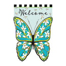 Floral Butterfly Welcome Applique House Flag