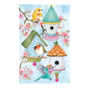 Bird House & Birds on Cherry Blossoms Applique House Flag