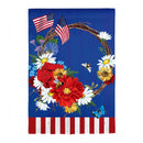 Patriotic Wreath Applique House Flag
